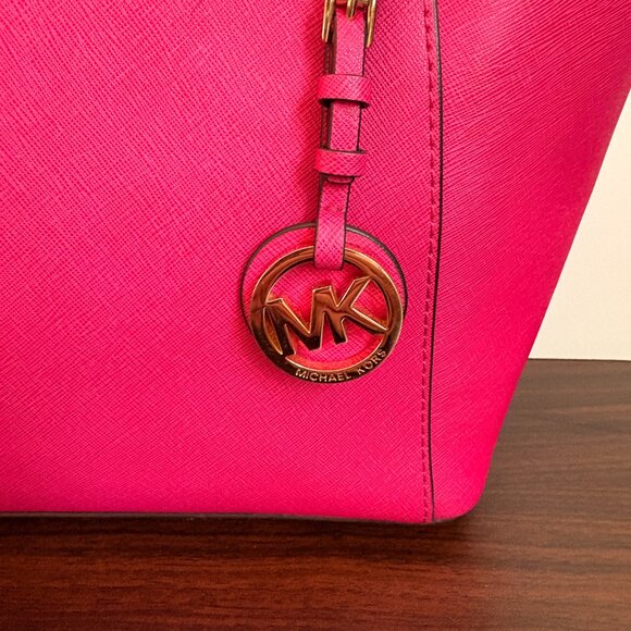 Michael Kors Jet Set Saffiano Leather Large Tote Pink - Picture 4 of 16